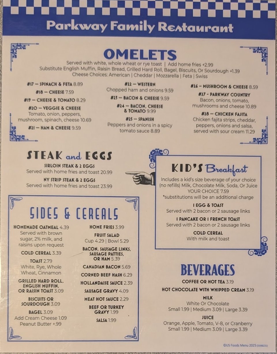 Fresh lunch choices listed on a diner menu.